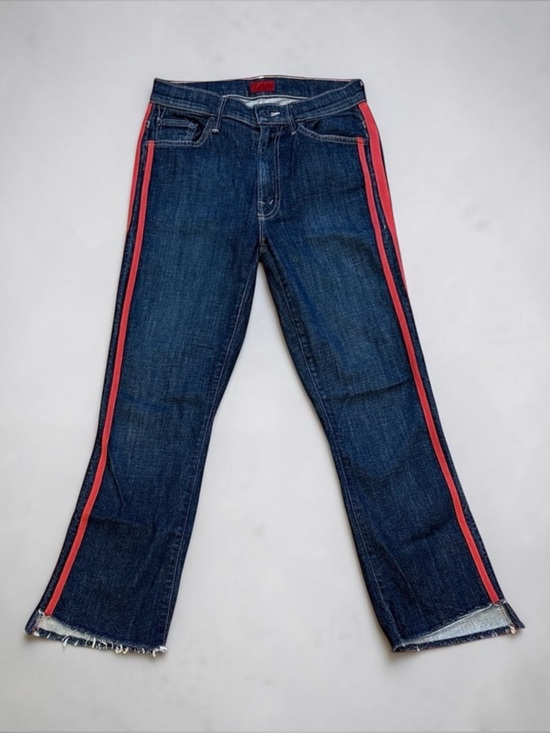 MOTHER Denim - MOTHER Dark Blue Cropped Jeans with Red Stripes